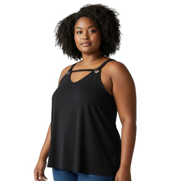 Nine West Womens Black V Neck Sleeveless Blouse XL - Picture 1 of 7